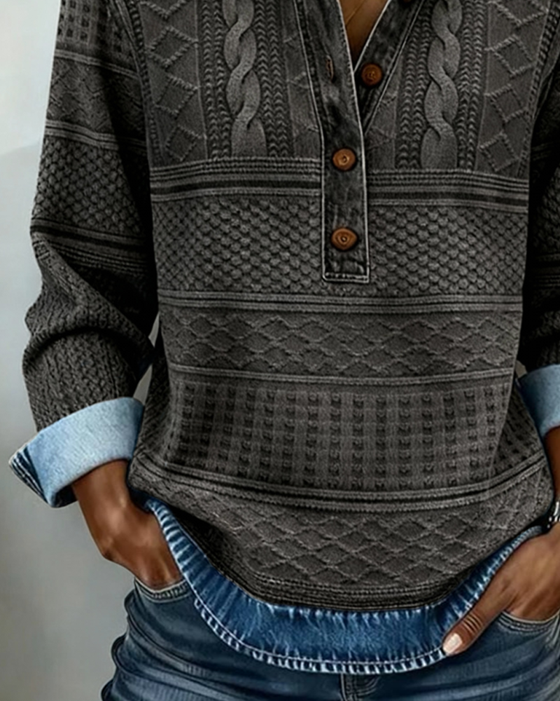 Laurence | Sweatshirt tendance à col avec boutons partiels