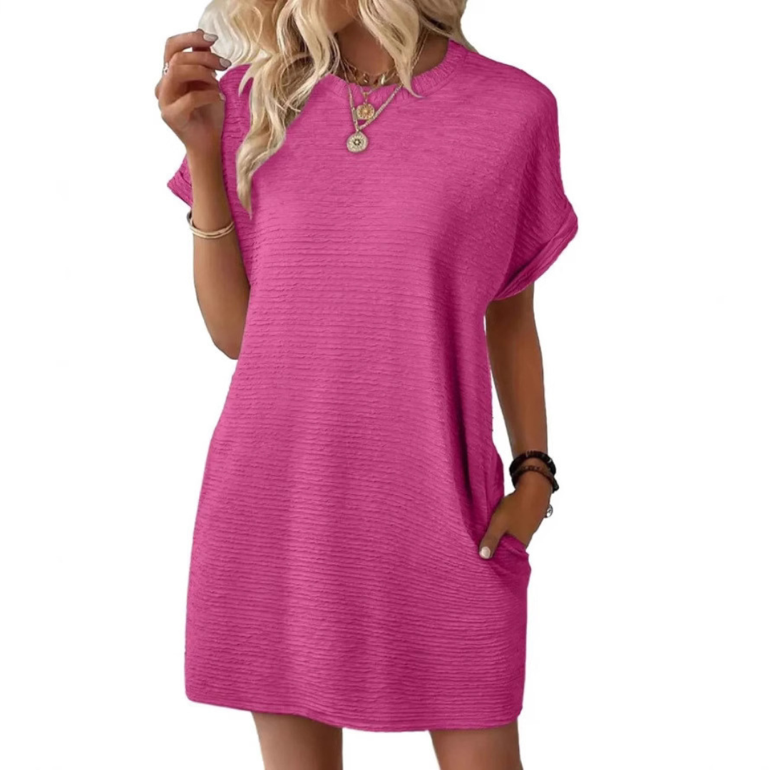 EVASHA™ – Robe d'été décontractée et minimaliste à col rond