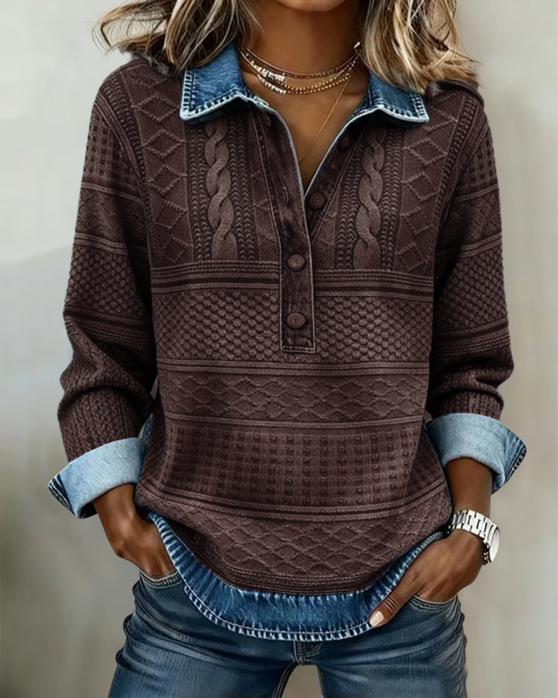 Laurence | Sweatshirt tendance à col avec boutons partiels
