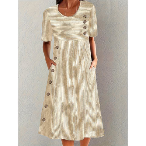 Aubrey | Robe midi élégante à rayures pour l'été