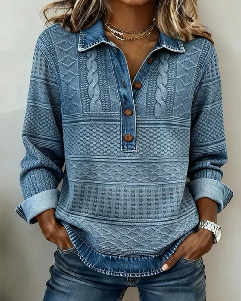 Laurence | Sweatshirt tendance à col avec boutons partiels