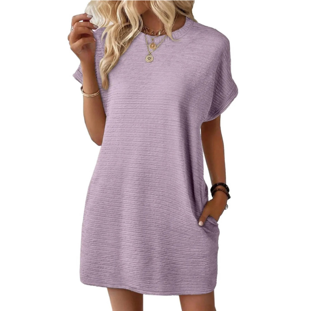 EVASHA™ – Robe d'été décontractée et minimaliste à col rond