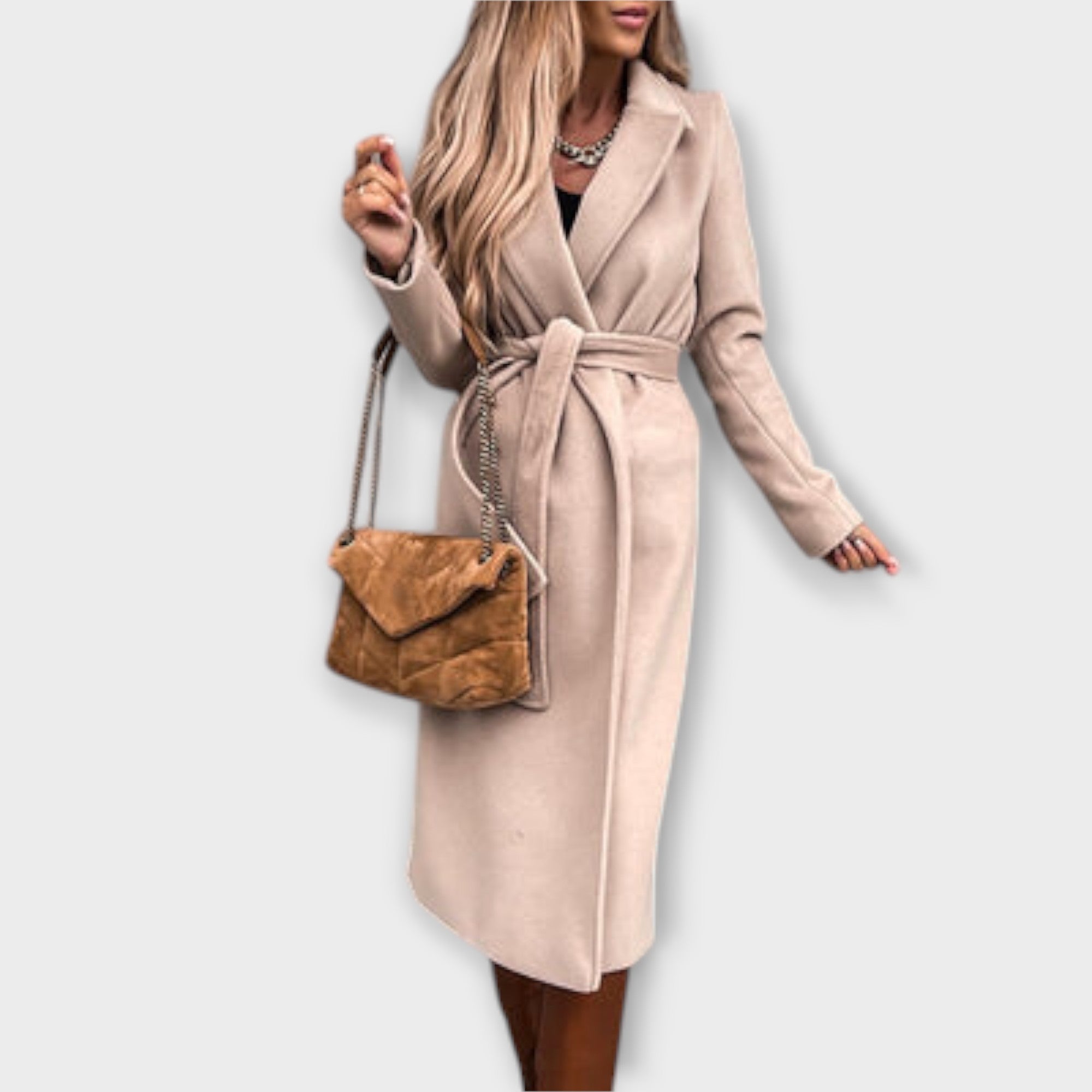 Eliza – Stylish Long Coat with Tie Belt