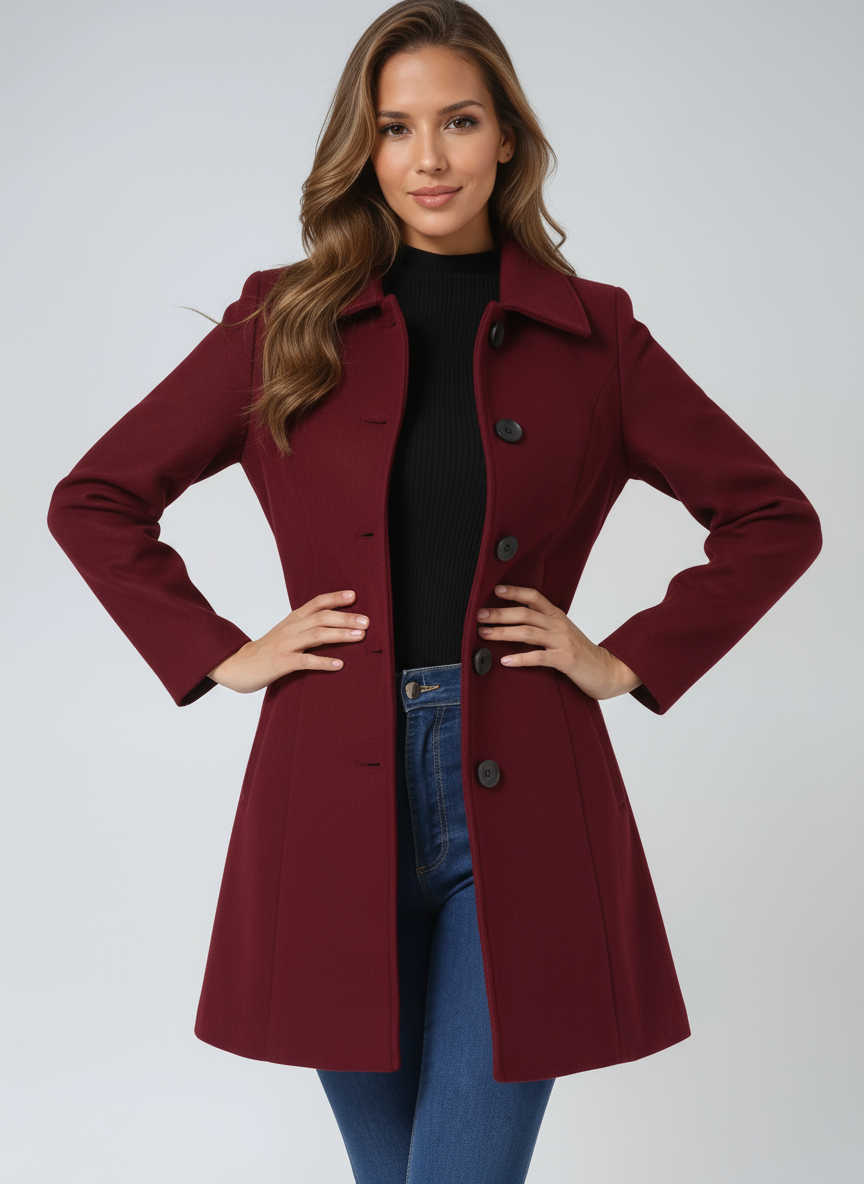 Éliane | Manteau Trench Hiver à Boutonnage Simple