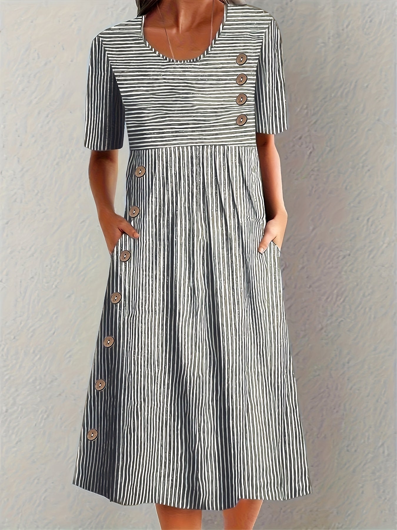 Aubrey | Robe midi élégante à rayures pour l'été