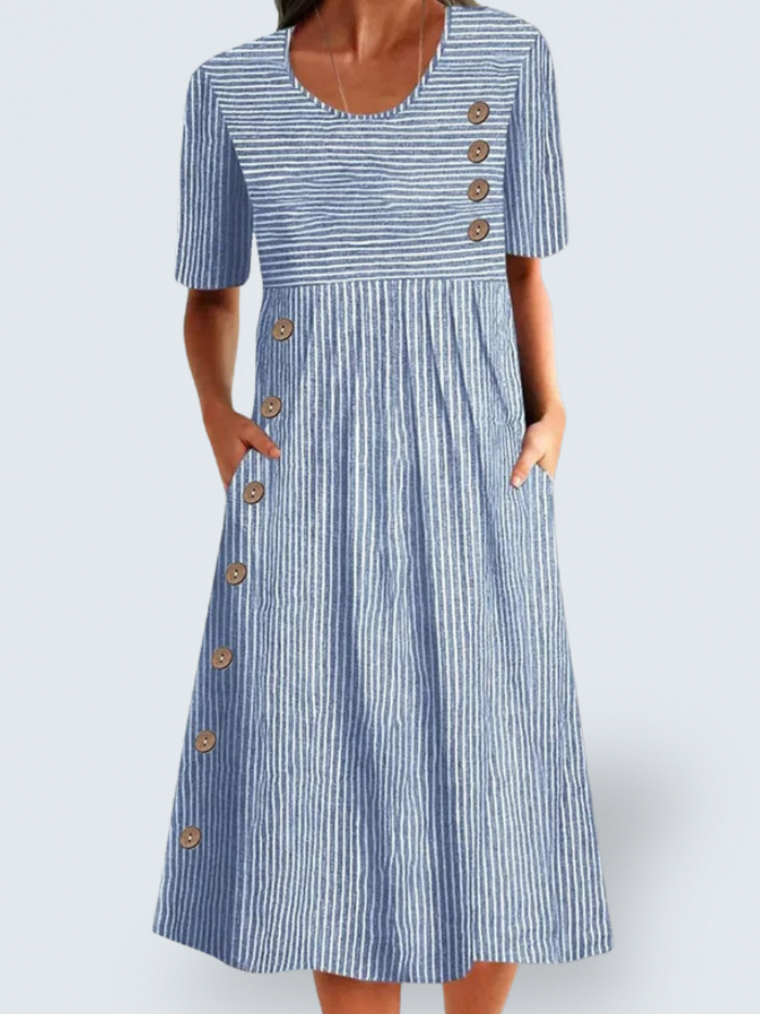 Aubrey | Robe midi élégante à rayures pour l'été