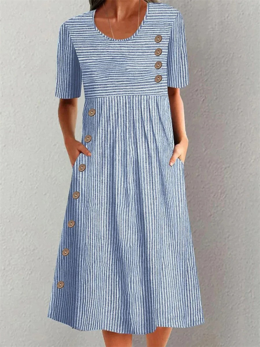 Aubrey | Robe midi élégante à rayures pour l'été