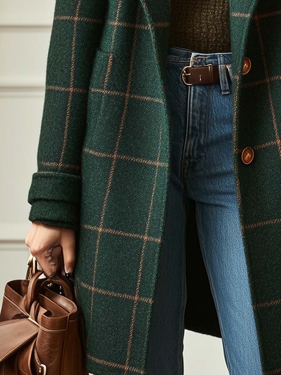 Élise | Manteau Tweed à Revers Rétro
