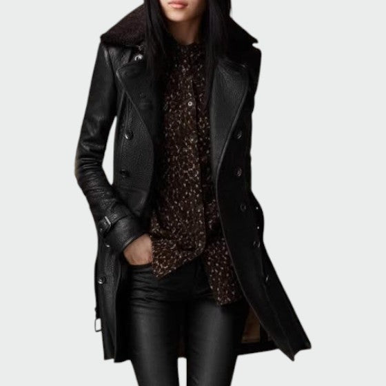 Olivia - Long Leather Coat