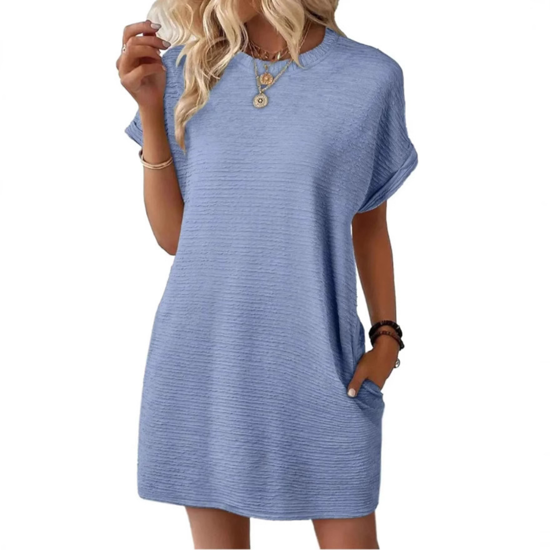 EVASHA™ – Robe d'été décontractée et minimaliste à col rond