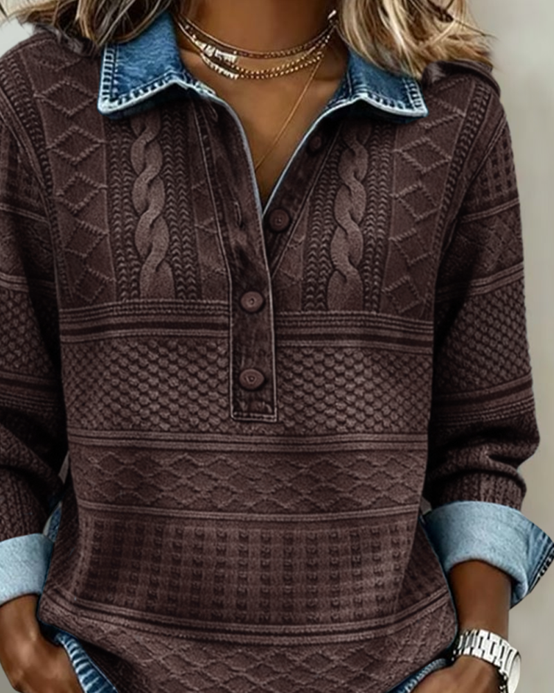 Laurence | Sweatshirt tendance à col avec boutons partiels