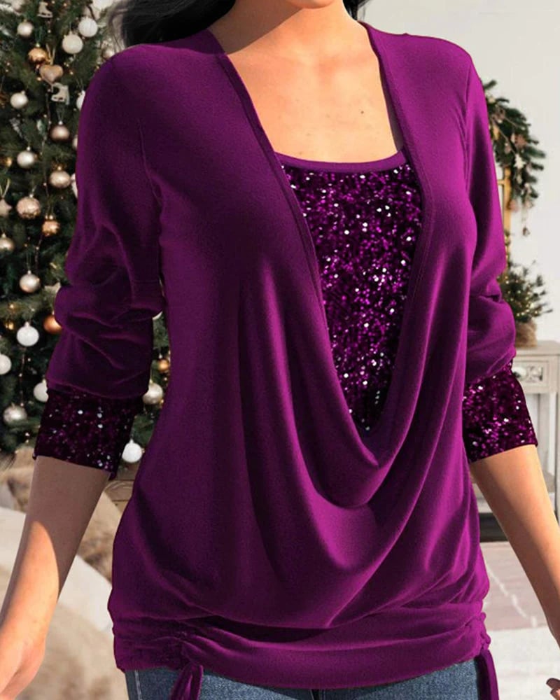 CALISTA™ | Haut élégant à sequins avec drapé flatteur