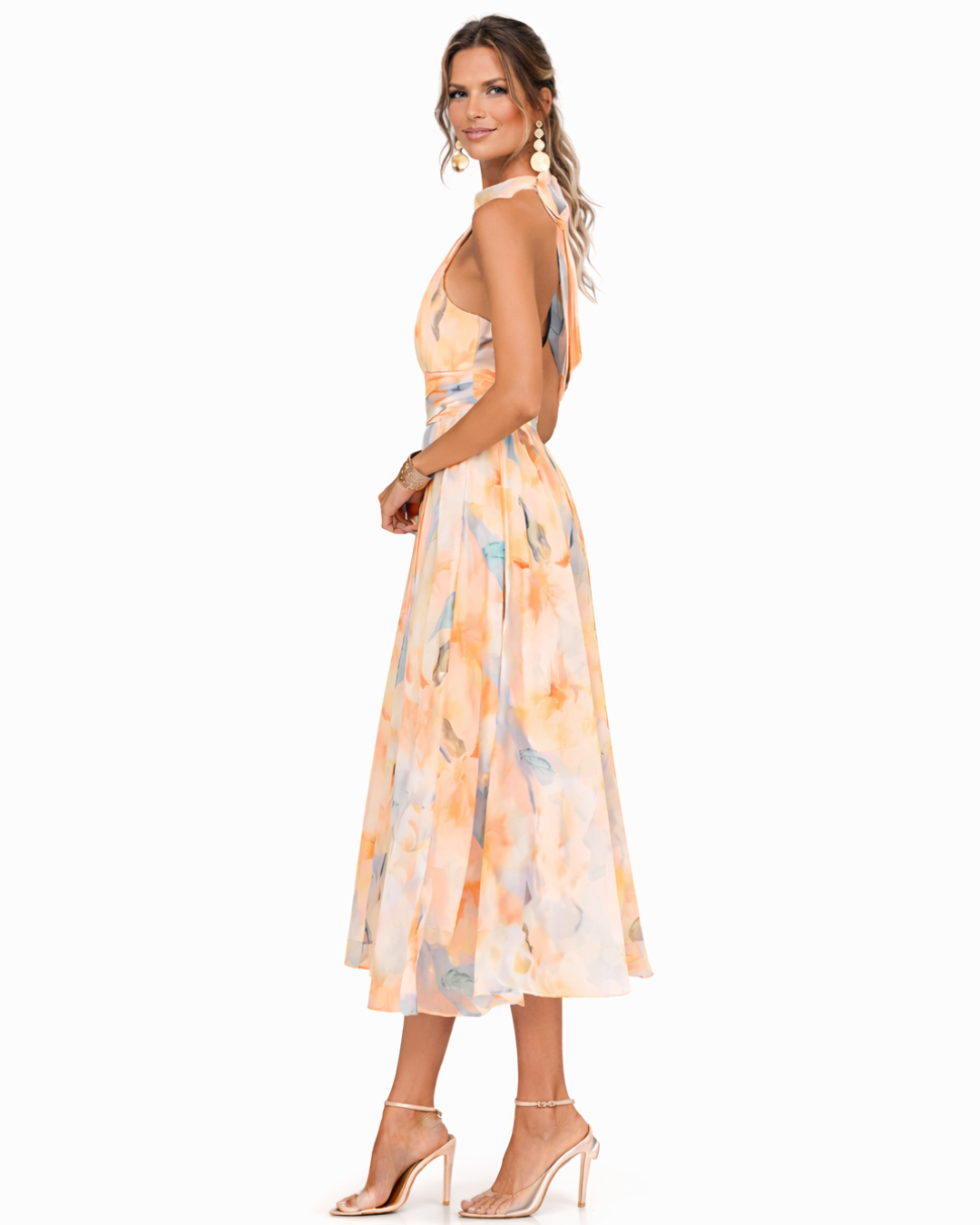 Aurora | Robe à encolure halter et imprimé aquarelle