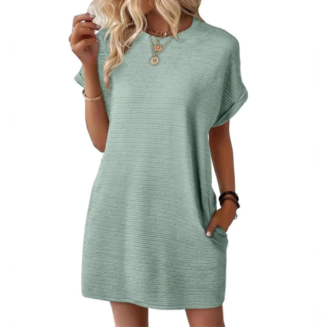 EVASHA™ – Robe d'été décontractée et minimaliste à col rond