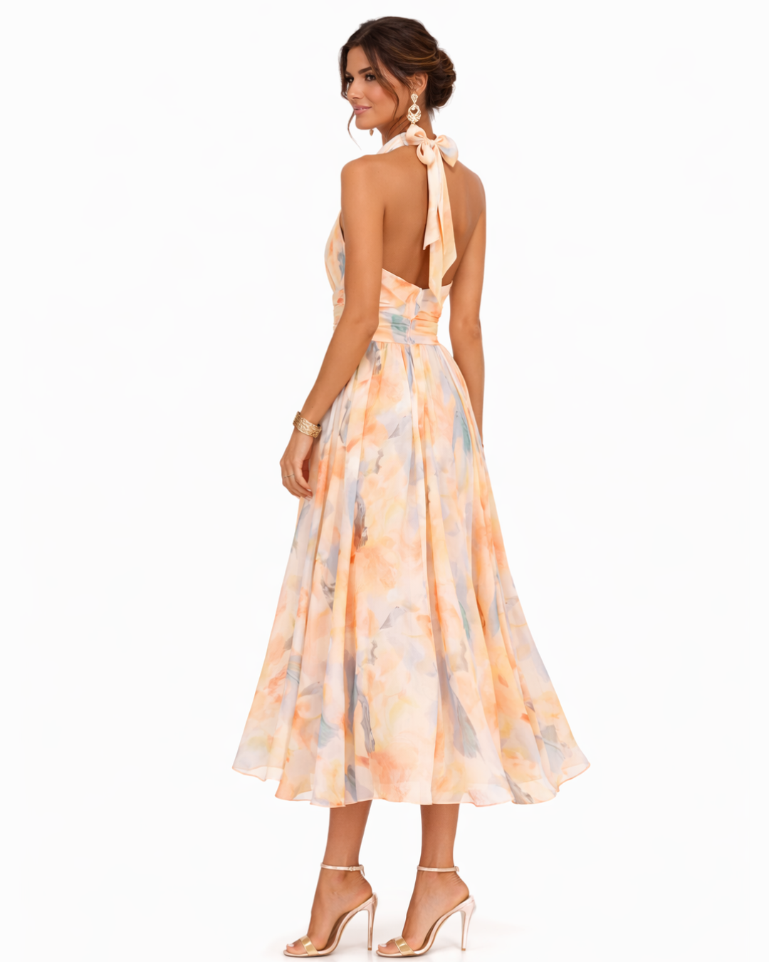 Aurora | Robe à encolure halter et imprimé aquarelle