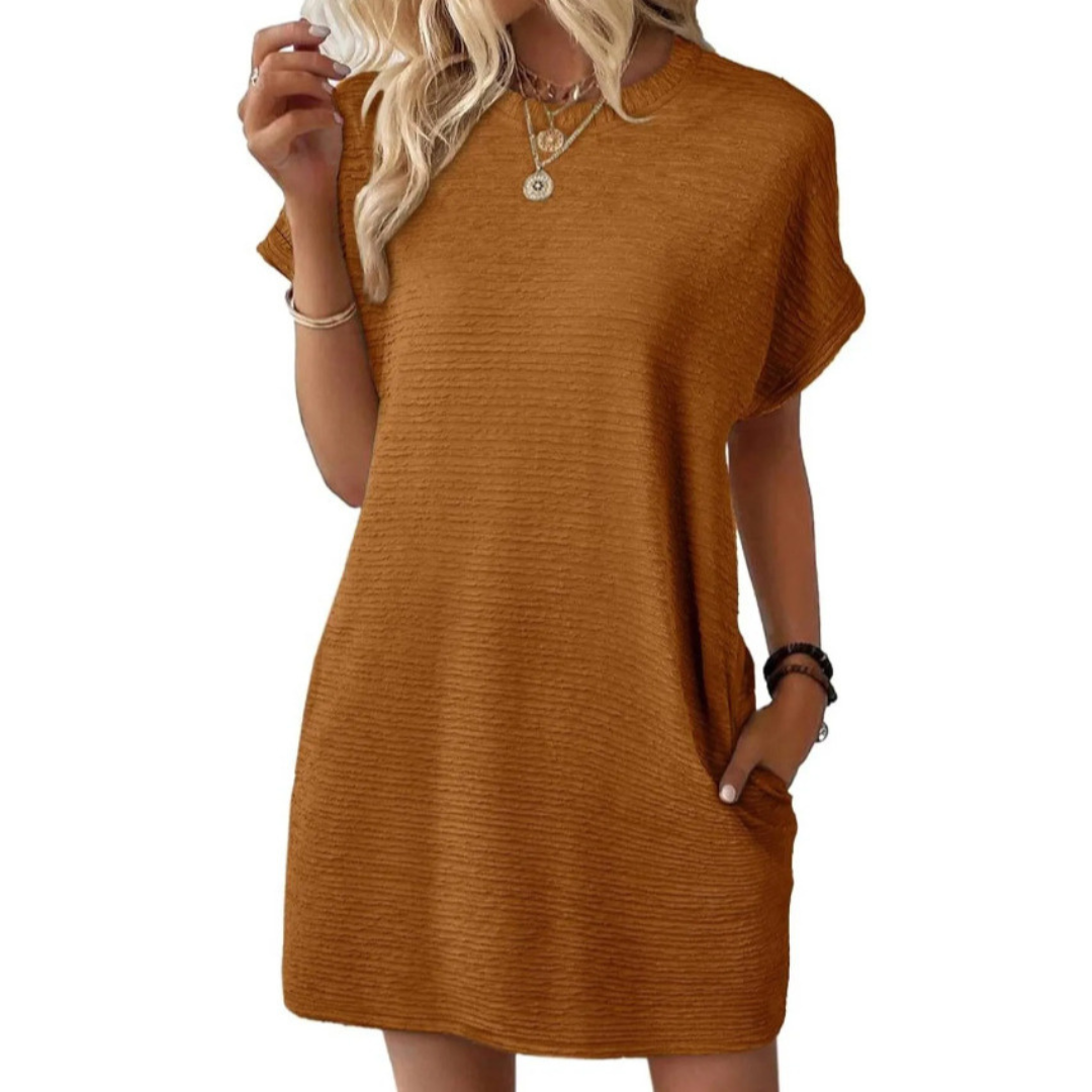 EVASHA™ – Robe d'été décontractée et minimaliste à col rond