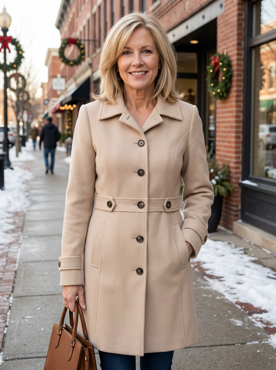 Camille – Manteau Élégant en Laine Mélangée