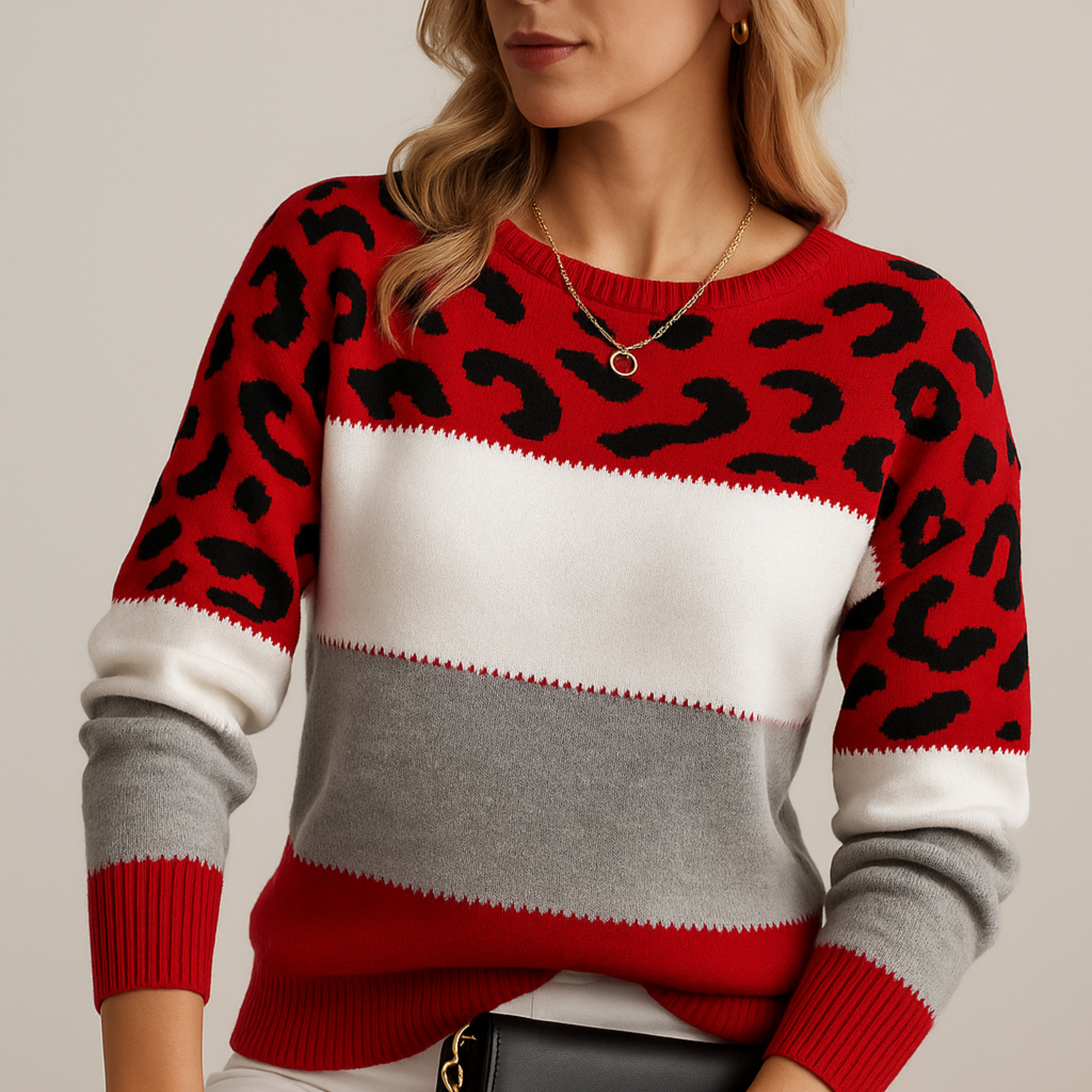 Charlène | Pull Décontracté à Motif Léopard