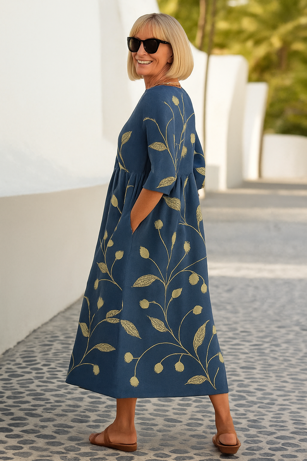 Eliza | Robe midi décontractée - Une élégance naturelle, un confort au quotidien