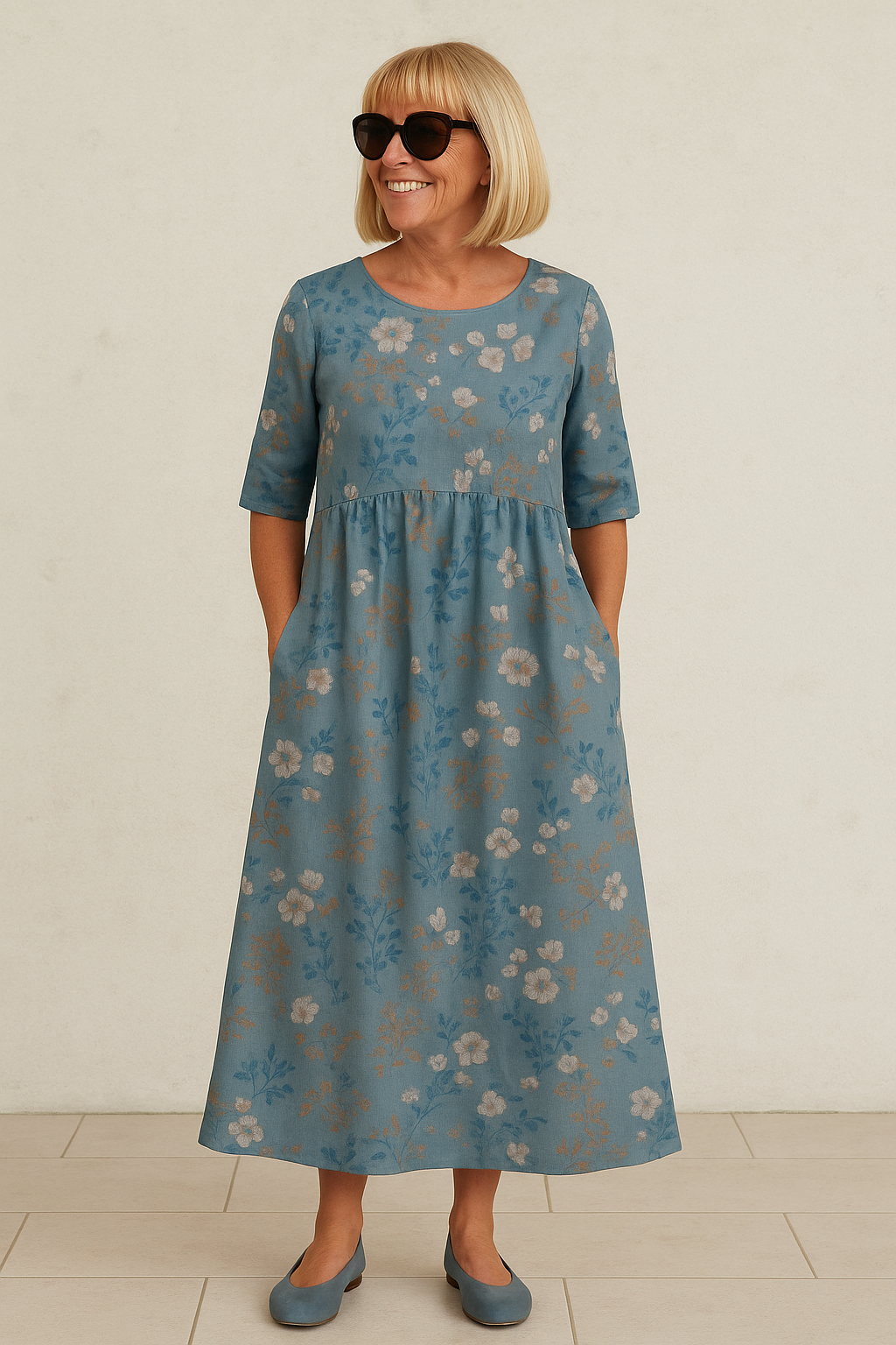 Eliza | Robe midi décontractée - Une élégance naturelle, un confort au quotidien