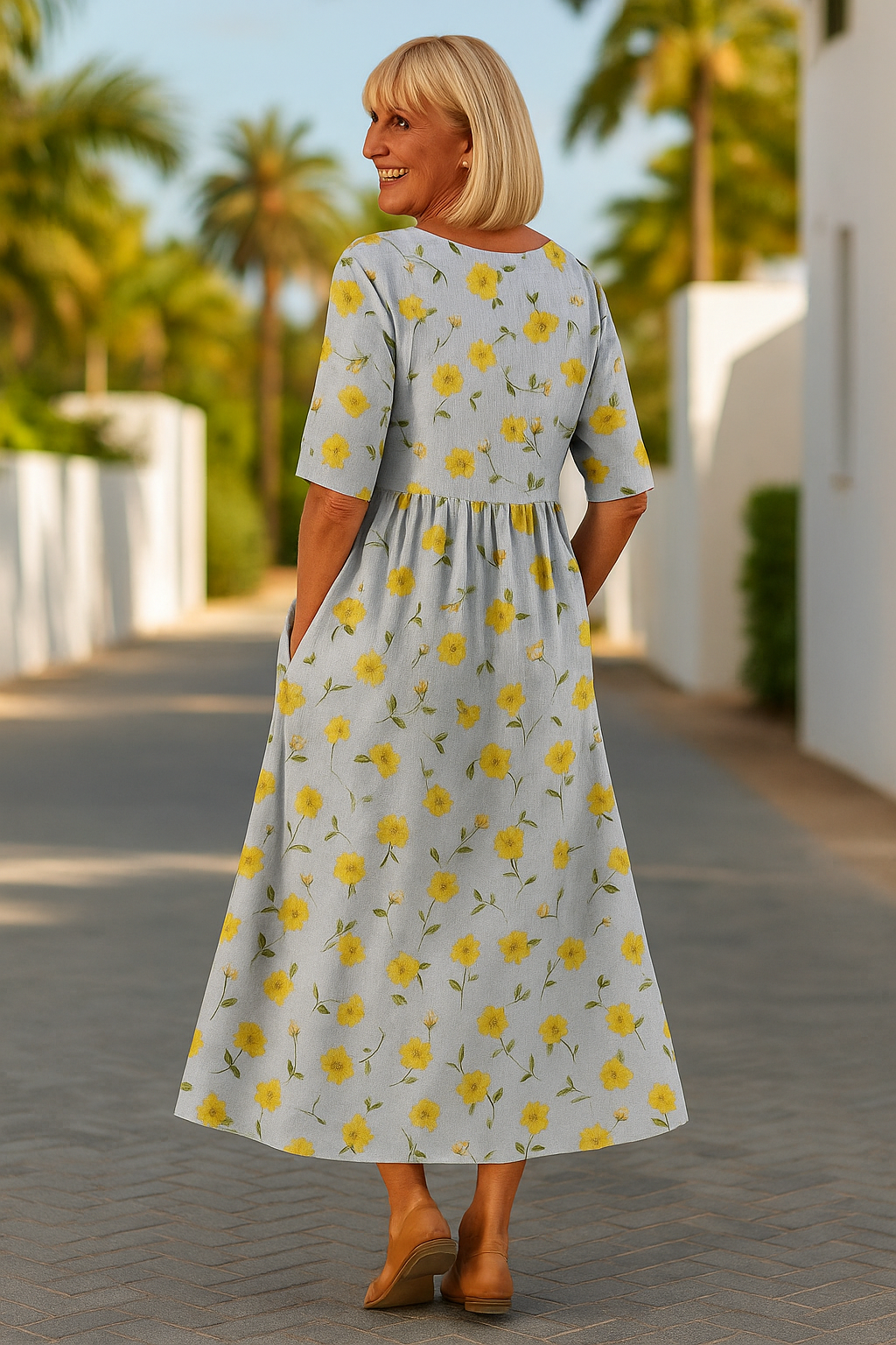 Eliza | Robe midi décontractée - Une élégance naturelle, un confort au quotidien