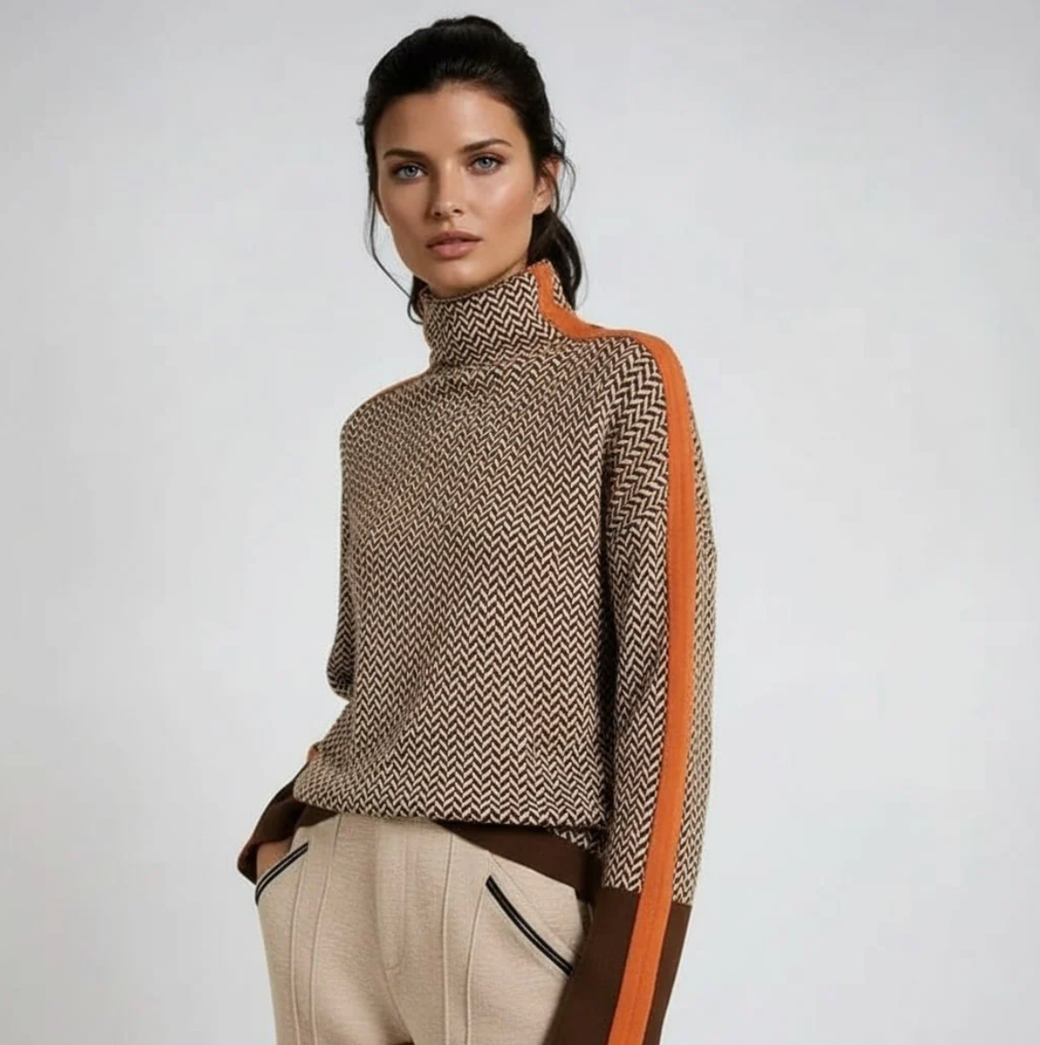 Margaux | Col roulé à rayures contrastantes