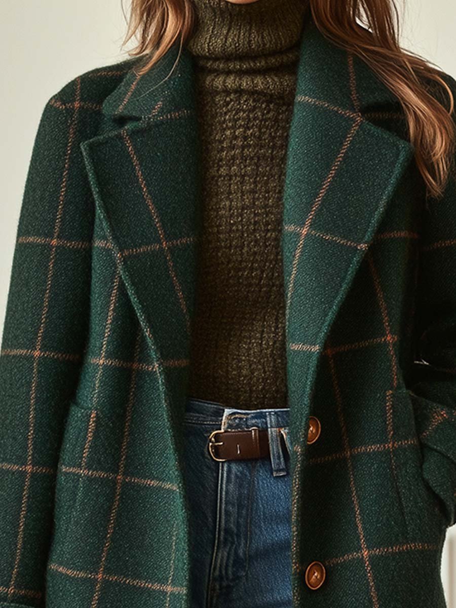 Élise | Manteau Tweed à Revers Rétro