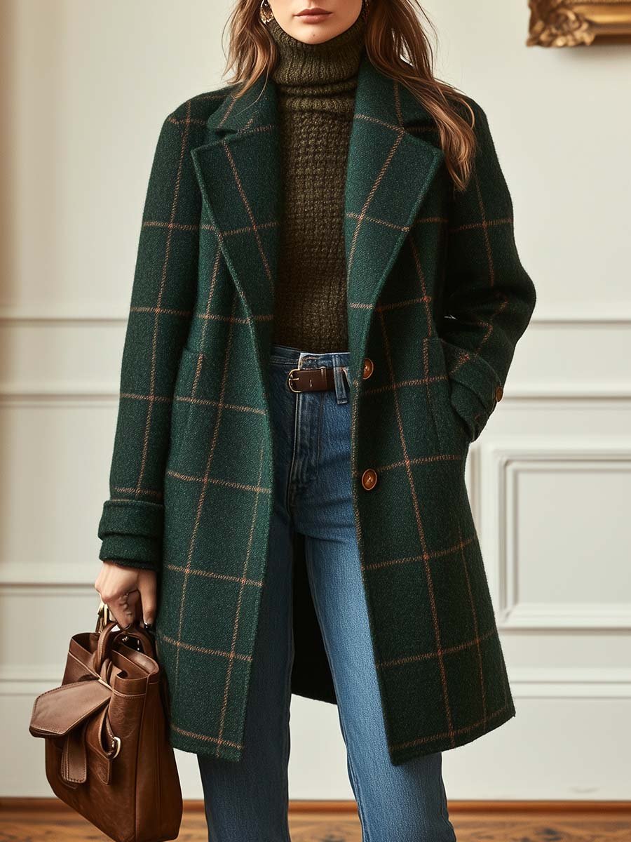 Élise | Manteau Tweed à Revers Rétro