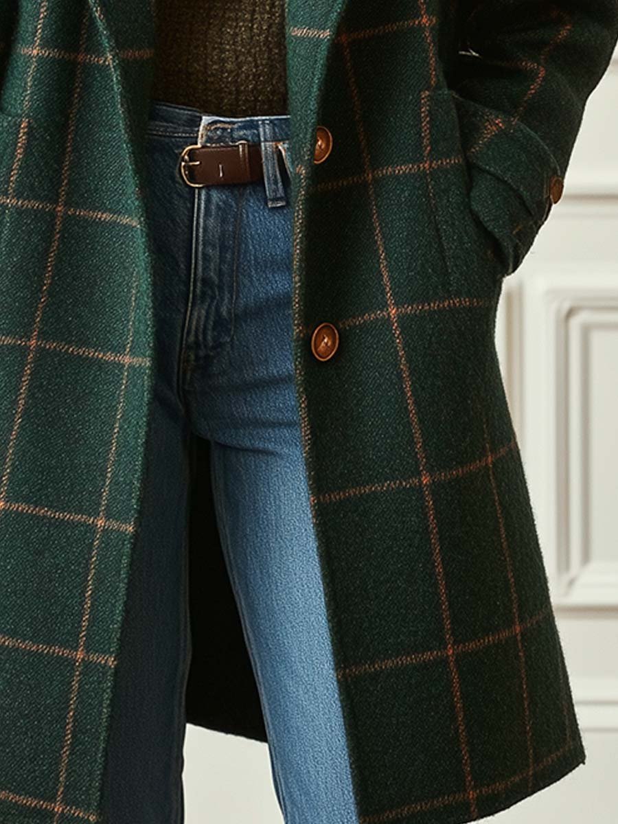 Élise | Manteau Tweed à Revers Rétro