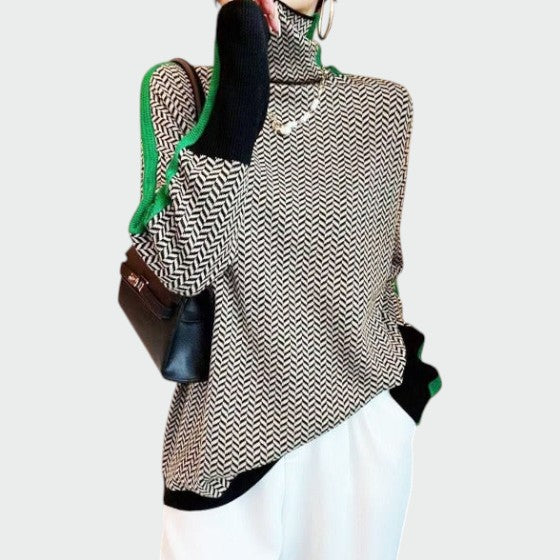 Olivia – Herringbone Luxe Turtleneck