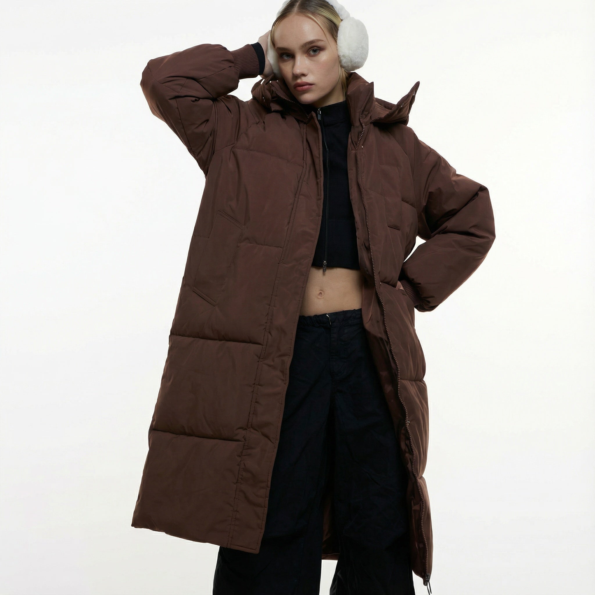 GIGATY™ │ Manteau long matelassé classique à capuchon